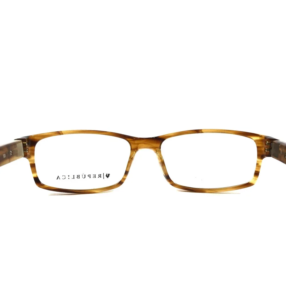 Republica Eyeglasses Frame Tribeca BD Striped Brown Horn Rectangle 55-16-140